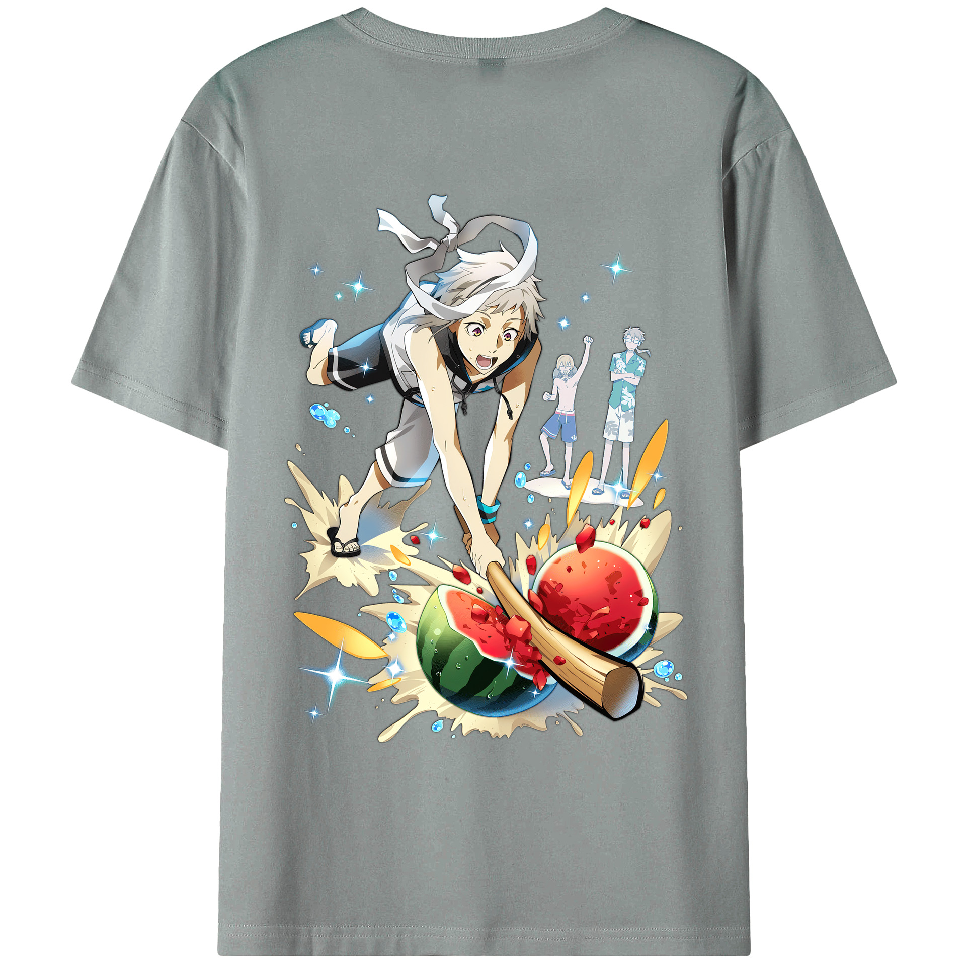 （画像用） 文豪ストレイドッグス Bungo Stray Dogs 綿100％ メンズ半袖Tシャツ（バックプリント） 通気性